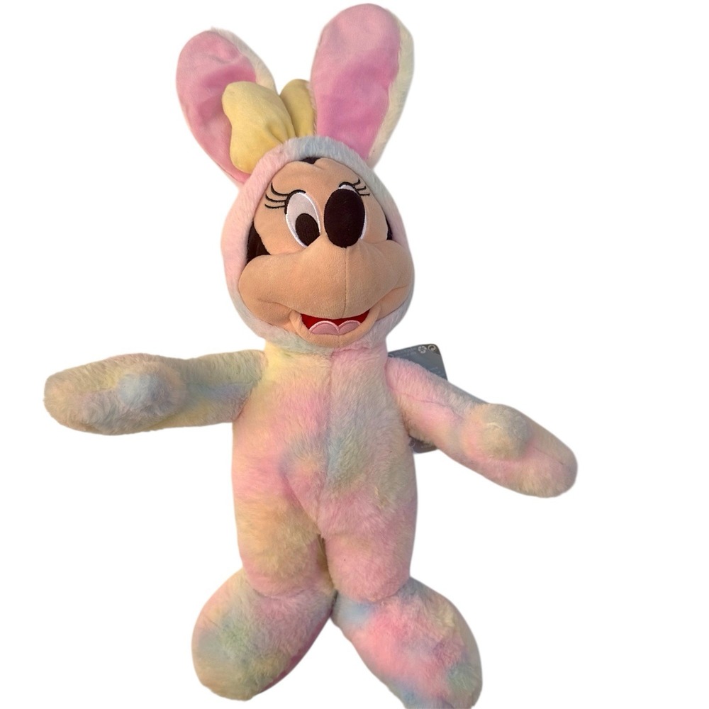 Disney Store 2020 Minnie‎ Mouse Tie Dye Easter Bunny Plush Stuffed Animal Toy